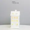 Manualidades de Casa Hueca de Cerámica con Luz LED, Nuevos Adornos de Estilo Europeo, Decoraciones Creativas de Navidad, Lámparas de Mesa Pequeñas, Porcelana Blanca