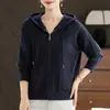 Jaqueta Feminina Casual Solta Plus Size com Capuz Zíper Emagrecedora Redutora de Idade Versátil para Primavera/Outono de 2026