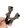 Pinza para el pelo con lazo negro y diamantes de imitación, pinza lateral para flequillo roto, pinza de una palabra, accesorios para el cabello, horquilla con pinza superior para mujer