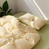 Sábanas de Algodón Lavado Ins Color Puro Juego de Cuatro Piezas Cubre Edredón de Algodón Puro Ropa de Cama Dormitorio Juego de Tres Piezas Sábanas Ajustables