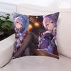 Almohada de Anime Funda de Almohada Genshin Cojín Tallado Pastel de Nogal Qing Meng Ganyu Keli Trueno Periférico Cuadrado Terciopelo de Piel de Durazno