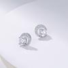 Aretes de diamantes simulados en vivo para mujer ins Media luna aguja de plata esterlina S925 circonita seis garras aretes de moissanita aretes