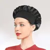 Faixa de cetim elástica alta de aba larga nova transfronteiriça touca de dormir touca de quimioterapia feminina chapéu para cuidados com o cabelo cor sólida vendas diretas de fábrica