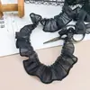 Hilo plateado de una sola capa, encaje plisado, ropa, abrigo, capucha, falda, almohada, horquilla, accesorios de decoración floral