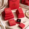 Caixa de Joias Festiva Chinesa Caixa de Presente com Estampagem a Quente Caixa para Anel e Colar Em Estoque Suporta Impressão de Design Gratuito