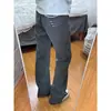Calça Ocidental Preta com Bordado de Quatro Linhas Micro-Flare para Homens, Estilo Verão Old Money Estilo Preguiçoso Calças Caídas Calças Casuais de Cintura Alta Retas Americanas