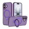 Funda de Teléfono con Soporte Apple 17Promax Exclusiva Transfronteriza con Piel Magnética de Tacto Fino y Agujeros Finos Cubierta Protectora Giratoria para iPhone 16