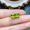 Atacado de Fábrica Brincos Populares de Peridoto Natural Prata S925 Incrustado Pedra Principal 6*6 Joias de Luxo Venda Direta da Fábrica