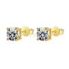 Aretes de Moissanita Clásicos de Venta Caliente Plata Esterlina S925 Aretes de Botón de Cuatro Puntas Aretes de Botón de Moissanita Color D de 1 Quilate Suministro para Transmisión en Vivo
