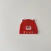Gorro de Bebé Qiunan para Todo el Año Nuevo Gorro de Punto Festivo Rojo Bebé Recién Nacido Puerta Protectora para Bebé Gorro Fetal