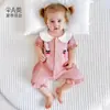 Macacão de bebê de manga curta Verão Fino Macacão de escalada Roupas de verão para bebê Estilo ocidental Estilo princesa Roupas de coelho de manga curta Novo produto