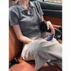 Camiseta de Manga Corta con Cuello Polo para Mujer, Tejido de Seda Helada de Verano, Cárdigan Delgado con Solapa Estilo Francés, Top Corto Inspirado en el Diseño