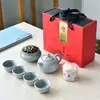 Caja de Viaje Portátil Set de Té Kung Fu Cerámica Vajilla de Té Una Tetera Cuatro Tazas Set Completo Venta al por Mayor Regalo Logo