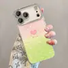 Funda Rosa Guayaba en Forma de Corazón Adecuada para Funda de Teléfono Apple 17 Pro Max iPhone 15 Verano Degradado 16 con Pulsera 14