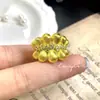 Anel Vintage Francês Feito à Mão com Fita Escovada e Grão de Café Moda Luxo Leve Elegante Textura de Diamante Esculpido Anel de Dedo Dourado para Mulheres