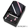 Conjunto de Presente com Gravata Listrada e Lenço Quadrado Masculino, Traje Formal Estilo Europeu, Nova Gravata de Alta Qualidade Amarrada à Mão, Estoque Pronto de Fábrica