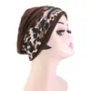 Chapéu Turbante Boêmio Estampa de Leopardo Cruzado Torcido Chapéu Pulôver de Topo Reto Chapéu de Proteção Capilar JDT-505A