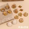 Moda Europea y Americana Diseño de Nicho Explosiones Pendientes Acero Inoxidable Chapado en Oro de 18K Microincrustados Caracola Vela Gota de Aceite Pendientes para Mujer