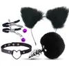 Pinza Divertida para Pelo de Oreja Pinza de Leche Tapón Anal Posterior Utensilios para Hombres y Mujeres Productos Sexuales sm Metal Traje Divertido Cola de Zorro