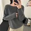 Suéter Feminino Lazy com Recortes e Lantejoulas Bordadas 2026 Novo Estilo Coreano Gola Redonda Emagrecedor Fashionável Outono/Inverno Camada Base