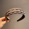 Outono e Inverno Coreanos Novo Estilo Floresta Marrom Xadrez Tecido Tiara Retrô Moda Doce Tiara Acessórios de Cabelo de Alta Qualidade