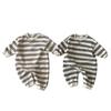 Ropa Infantil Ins estilo Coreano Bebé Primavera y Otoño Algodón Cómodo Sudadera Rayada Mameluco Bebé Ropa Larga para Gatear