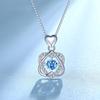 Colar Simples Novo Coração Batendo Inteligente Topázio Azul Marinho Simulado Pingente Elegante de Luxo Leve Totalmente Cravejado em Diamante para Mulheres