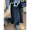 Saia de Lã Cinza Escuro com Botões Feminina Nova Plus Size Super Emagrecedora Cinza Saia Evasê Guarda-Chuva Super Linda de Inverno Meio-Comprida