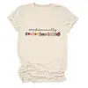 Camiseta feminina redonda de manga curta, estilosa e divertida, para Amazon, Wish e lojas independentes