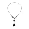 Collar floral retro europeo y americano, colgante de gota floral estilo corte gótico, collar largo de piedras preciosas, lujo ligero, cadena para la clavícula de alta gama
