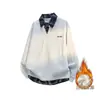 Moletom Novo de Lã Outono/Inverno 2025 Masculino Costura Colorida Contrastante Falso Duas Peças Moletom Tendência Moda Masculina High Street Versátil