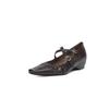 Zapatos Mary Jane de piel de oveja cómodos con altura interior y tira cruzada 2025 Otoño Punta cuadrada pequeña Tacón medio Zapatos de cuero plisado para mujer