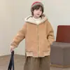 Abrigo de Invierno Casual con Capucha, Todo Lana, Integrado con Piel, para Niños y Niñas, Chaqueta de Piel Gruesa y Cálida para Bebés y Niños