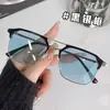Gafas de Miopía Sven Piushuai Doble Puente Marco Negro Anti Luz Azul Montura Media Fotocromáticas Gafas para Hombre Marco Grande Apariencia Adelgazante Estilo Coreano Gafas de Miopía