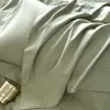 Conjunto de Quatro Peças de Cor Sólida, Estilo Simples e Luxuoso, Algodão Puro Espesso Escovado com Bordas Largas, Capa de Edredom Quente para Outono e Inverno, Lençol de Cima, Roupa de Cama