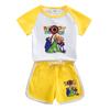 Roupa infantil Rainbow Friends para meninos e meninas, conjunto de verão novo de algodão de manga curta com shorts finos, duas peças