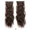 Peluca Europea y Americana Transfronteriza Set de 6 Piezas Clip-In Cabello Largo Rizado Onda de Agua Pieza de Repuesto para el Cabello para Mujeres Peluca Rizada Ondulada Pieza de Cabello