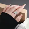 Anillo de Lava Plegado Minimalista de Alta Gama Transfronterizo de Acero Inoxidable Irregular Hueco con Forma de Hoja Anillo Abierto Joyería de Moda