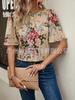 Camisas de Moda Transfronteriza Europea y Americana para Mujer Verano 2024 Amazon Nuevo Pulóver con Estampado Floral Fabricante Venta al por Mayor