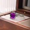 Anel de Borboleta de Liga Estilo Étnico Retrô Padrão Vazado Anel Aberto Feminino Ágata Sintética Cornalina Estilo Quente de Transmissão ao Vivo