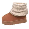 Amazon Calentadores de Pierna Tejidos de Suela Gruesa Botas de Nieve para Mujer 2025 Invierno Nuevo Estilo Mangas Calientes Forradas de Felpa Talla Grande Zapatos de Algodón 43