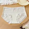 10A Antibacteriano Nova Renda Doce e Fresca Roupa Íntima para Meninas Algodão Puro Entrepernas Estendido Confortável Respirável Calcinhas para Meninas Jovens