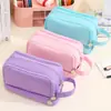 Estojo de lápis Amazon de camada dupla com janela dupla, de grande capacidade e multifuncional para alunos do ensino fundamental e médio, bolsa para armazenamento de materiais de arte IN