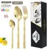 Cuchillo para Bistec, Tenedor, Cuchara, Cuchara de Postre de Acero Inoxidable con Mango en Forma de Diamante, Estilo Lujo Ligero, Juego de Cubiertos Occidentales de 18/24 Piezas
