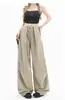 Pantalones tipo linterna de cintura alta con cordón para mujer, estilo europeo y americano, corte holgado, adelgazantes, pierna ancha, pantalones largos casuales, pantalones de trabajo tipo paracaídas