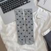 Calcetines apilables estilo ballet Miu para mujer, de tubo medio, de malla fina, huecos, estilo japonés, con lazo, para verano