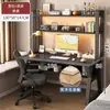 Escritorio de Madera Maciza Estantería de Libros Mesa Integrada Mesa para Computadora de Escritorio para el Hogar Dormitorio Mesa para Estudiantes Casa de Alquiler Escritorio de Escritura Mesa de Estudio
