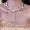 Collar con borlas de perlas y estrellas barrocas, diseño de nicho, colgante de viento frío, cadena para el cuello, temperamento, cadena de clavícula de alta calidad.