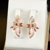 Aretes Largos Florales de Piedras Preciosas Rongxing Transfronterizos, Versión de Piedras Preciosas Multicolor, Aretes Versátiles para Fiestas, En Stock