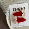 Año Nuevo Rojo Amor Lazo Fresa Infantil Pasador Diadema Par Pasador Pinza Lateral Goma